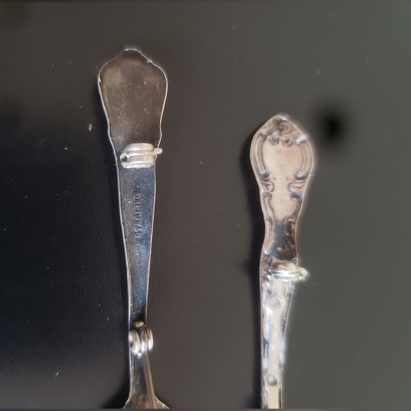 2 Vintage Sterling Silver Miniature Spoon Brooch Pins Signed 2.75" 4 gra… - Picture 7 of 10